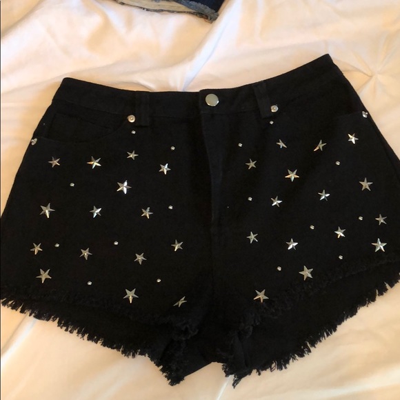 Urban Outfitters Pants - Star studded black denim shorts